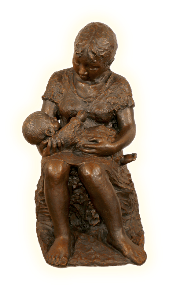 母子像『懐(おも)い』 新潟県内唯一の空襲の惨状を風化させることなく、亡くなられた方々の御霊を慰め、恒久の平和を希求する思いを伝えようと、長岡空襲60年を機に建てられたものです。